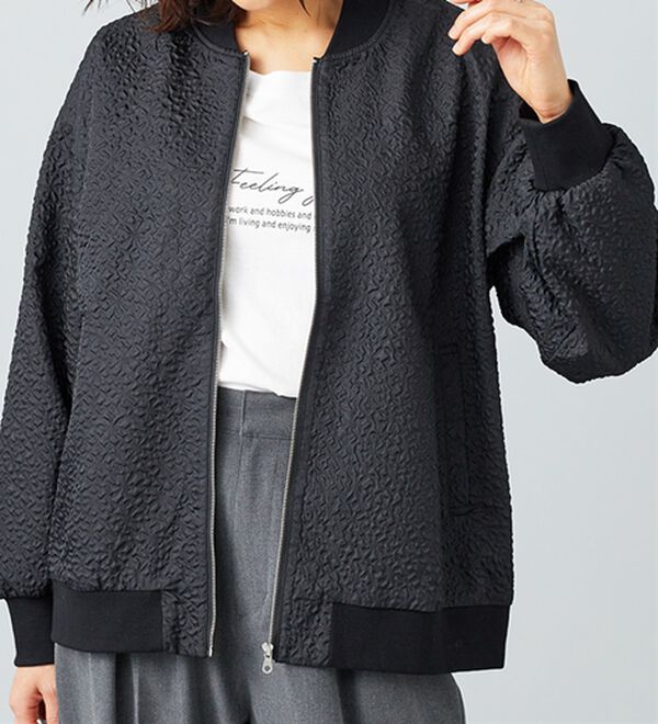 BELLUNA（ベルーナ）の「【Lagrilua】ふくれジャカードブルゾンジャケット（ブルゾン）」｜詳細画像