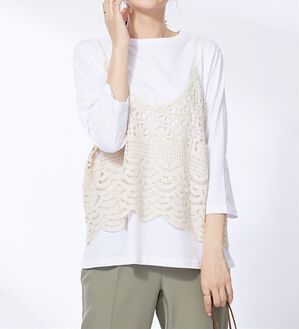 BELLUNA（ベルーナ）の「かぎ針風ビスチェアンサンブル（アンサンブル）」｜アイボリー系