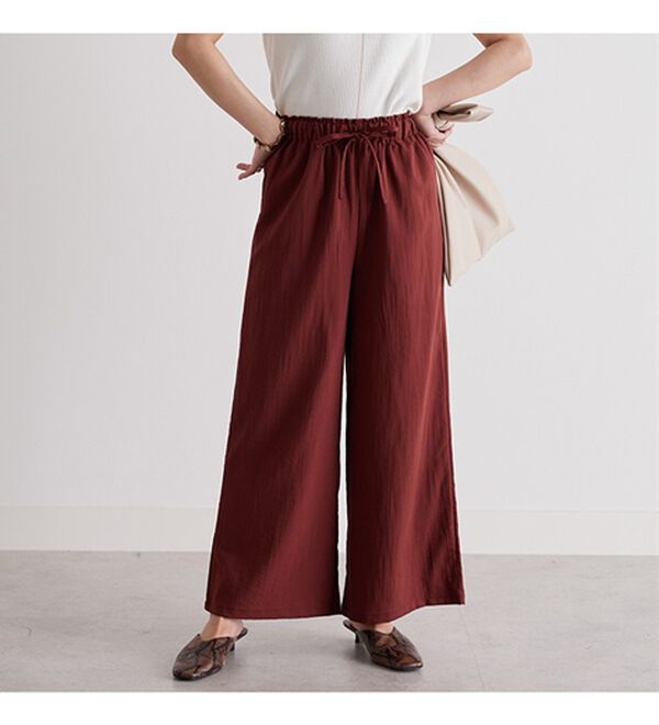 GeeRA（ジーラ）の「麻入りリラックスワイドパンツ（ワイドパンツ・ガウチョ）」｜詳細画像