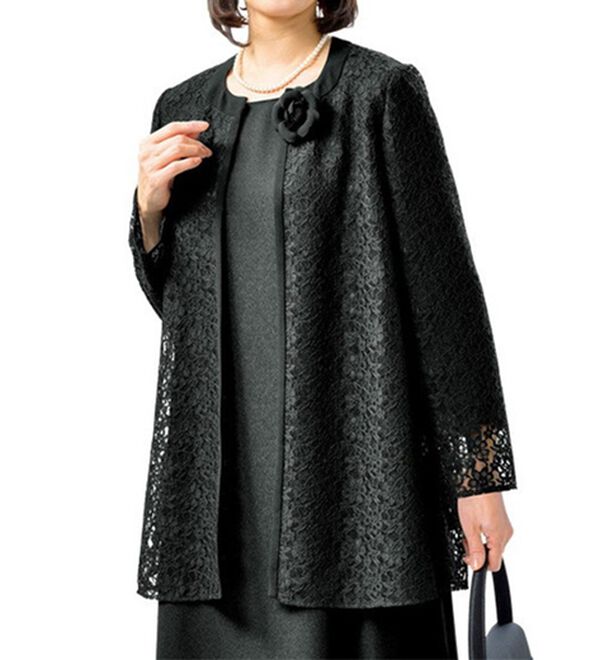 黒レース装飾 ジャケット SOCCE コート ジャケット 合成皮革/TRサイドコードダブルジップ