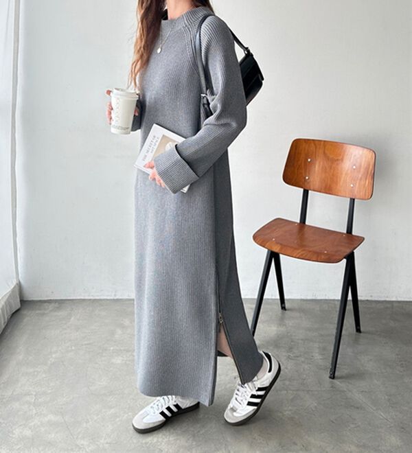 GeeRA（ジーラ）の「裾ファスナースリットニットワンピース（ニットワンピース）」｜詳細画像