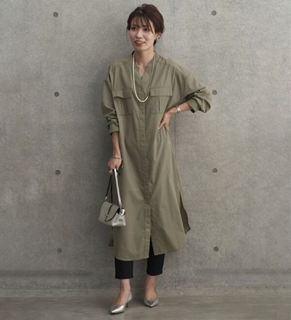 BELLUNA（ベルーナ）の「胸ポケット付キーネックシャツワンピース（チュニック）」｜詳細画像