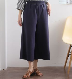 A HAPPY MARILYN（アハッピーマリリン）の「【Ｍ～８Ｌ／選べる丈】【接触冷感・吸水速乾】ゆるワイドパンツ（ワイドパンツ・ガウチョ）」｜ネイビー