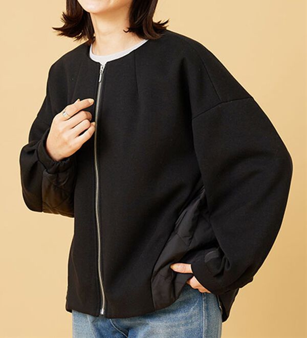 BELLUNA（ベルーナ）の「中わたキルト切替ノーカラージャケット（ノーカラージャケット）」｜詳細画像