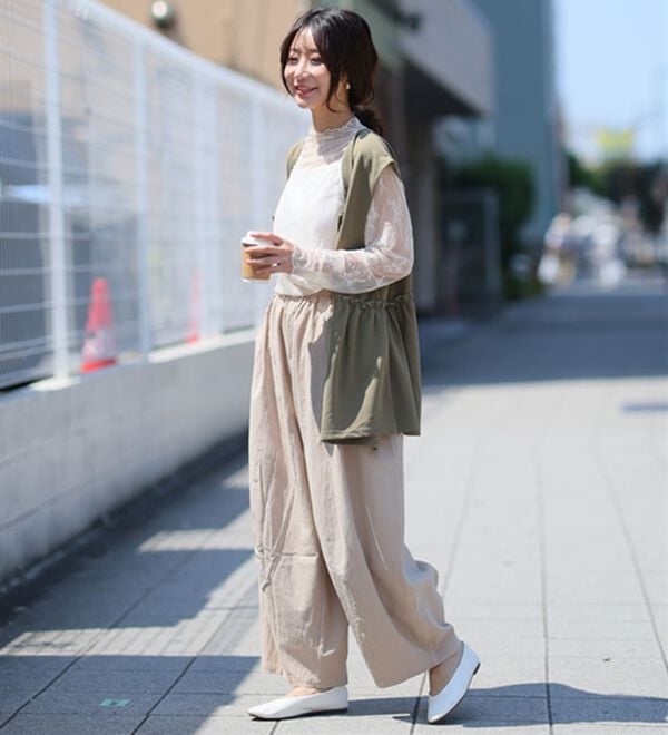 A HAPPY MARILYN（アハッピーマリリン）の「【Ｌ～８Ｌ】綿１００％ さらっと優しいコットン バレルレッグパンツ カーブパンツ 選べる２丈（ワイドパンツ・ガウチョ）」｜詳細画像