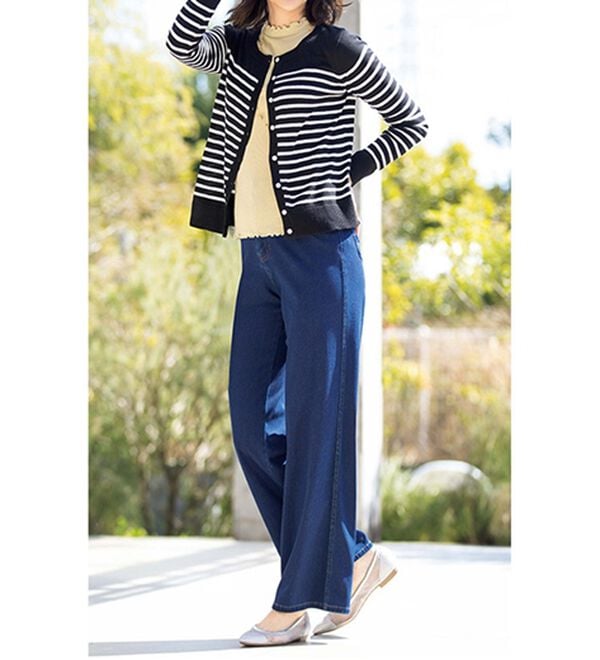 ルフラン（ルフラン）の「【３本組】トリコなはき心地！ニットデニム（ワイドパンツ・ガウチョ）」｜詳細画像