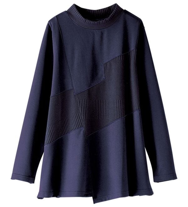 BELLUNA（ベルーナ）の「ボーダージャカード素材切替デザインチュニック（チュニック）」｜詳細画像