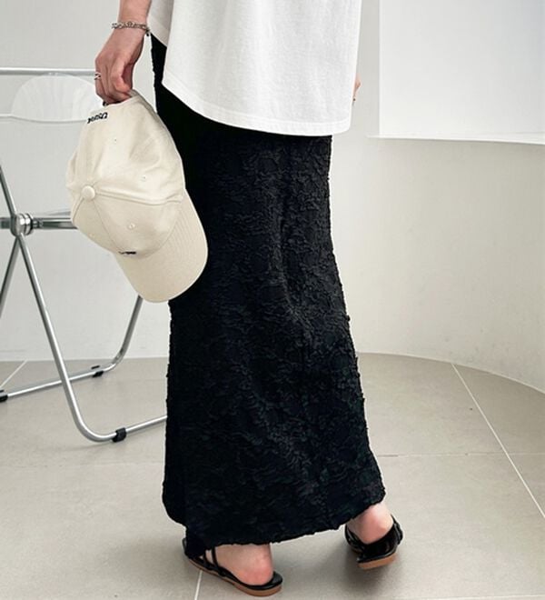 GeeRA（ジーラ）の「スリットジャカードスカート（ロングスカート）」｜詳細画像