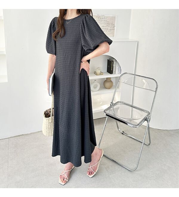 GeeRA（ジーラ）の「ボリューム袖楽ちん表面感ワンピース（カットソーワンピース）」｜詳細画像