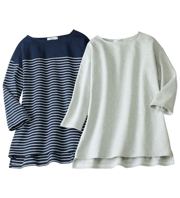 ルフラン（ルフラン）の「【４色組】毎日の主役。綿１００％ボーダーロンＴ（カットソー）」｜詳細画像