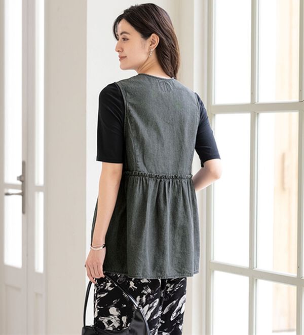 ルフラン（ルフラン）の「【２色組】甘辛ミックス夏デニムのチュニックベスト（ベスト）」｜詳細画像