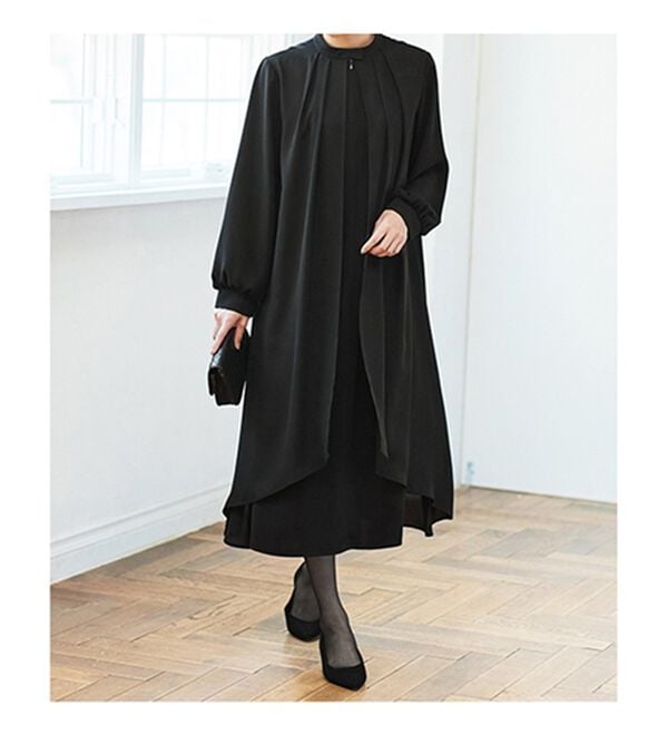 BELLUNA（ベルーナ）の「日本製素材！重ね着風ワンピース（ブラックフォーマル（喪服・礼服））」｜詳細画像