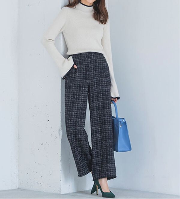 RANAN（ラナン）の「配色使いフレアー袖プチハイネックリブニット（ニット・セーター）」｜詳細画像