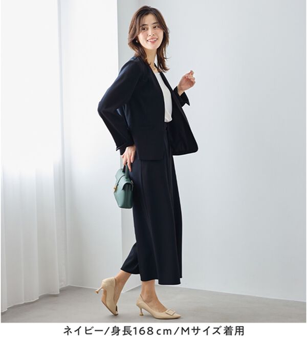 Viola e Viola（ヴィオラ エ ヴィオラ）の「【2点セット】洗える！カラーレスジャケットガウチョスーツ（パンツスーツ）」｜詳細画像