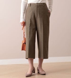BELLUNA（ベルーナ）の「ウール調センタープレスクロップドパンツ（クロップドパンツ）」｜ブラウン系チェック