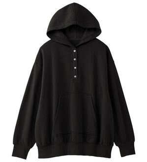 Viola e Viola（ヴィオラ エ ヴィオラ）の「あったか裏起毛ボタンデザインパーカー（パーカー）」｜ブラック