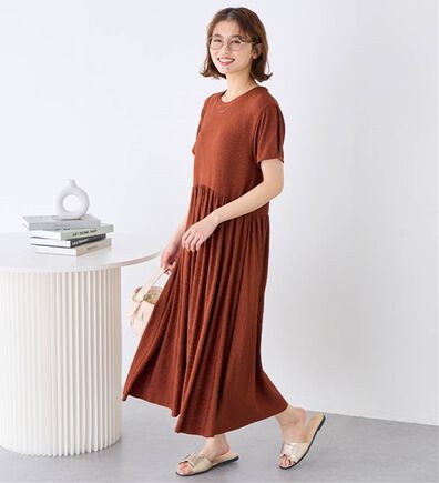 Viola e Viola（ヴィオラ エ ヴィオラ）の「【５つの機能付】楽ちんジャカードワンピース（カットソーワンピース）」