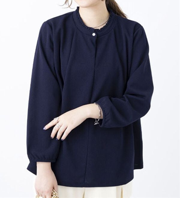 BELLUNA（ベルーナ）の「ジョーゼット素材衿フリルブラウス（ブラウス）」｜詳細画像