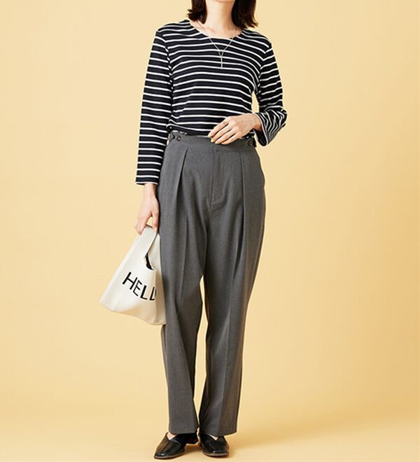 BELLUNA（ベルーナ）の「柔らかポンチ素材ボーダープルオーバー（カットソー）」｜詳細画像