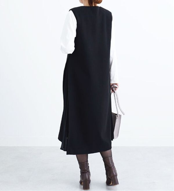 BELLUNA（ベルーナ）の「メルトン素材プリーツ使いジャンパードレス（ジャンパースカート）」｜詳細画像