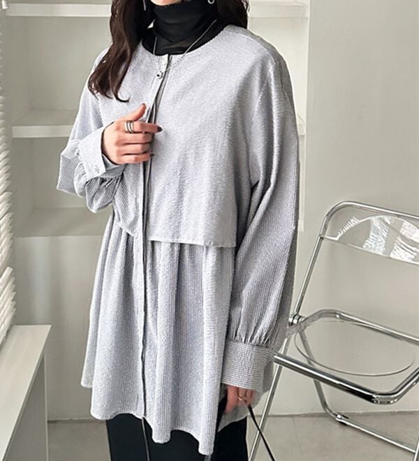 GeeRA（ジーラ）の「羽織にもなる！ペプラムシャツチュニック（チュニック）」｜詳細画像