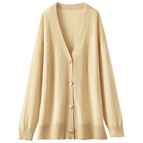 BELLUNA（ベルーナ）の「シアー素材Ｖネックデザインカーディガン（ニットカーディガン）」｜詳細画像