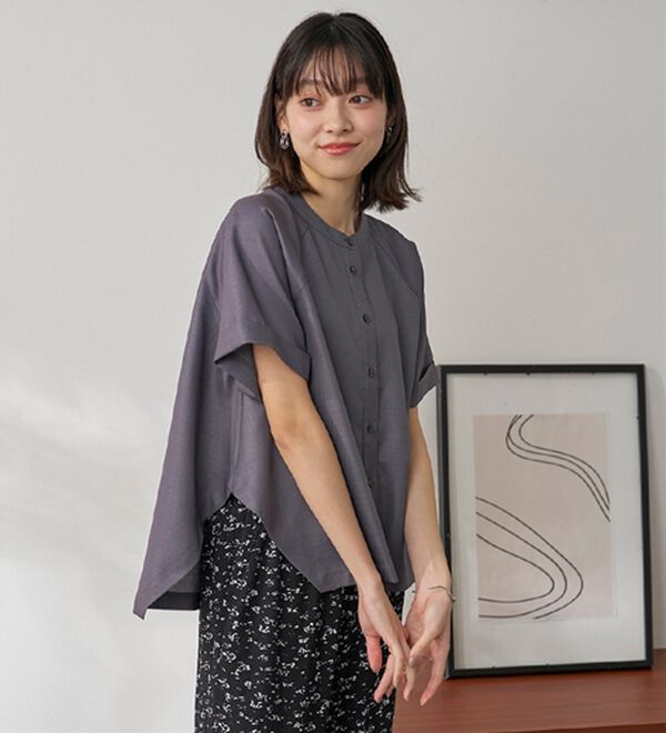 BELLUNA（ベルーナ）の「華奢見せ！麻調素材ラグラン切替ブラウス（ブラウス）」｜詳細画像