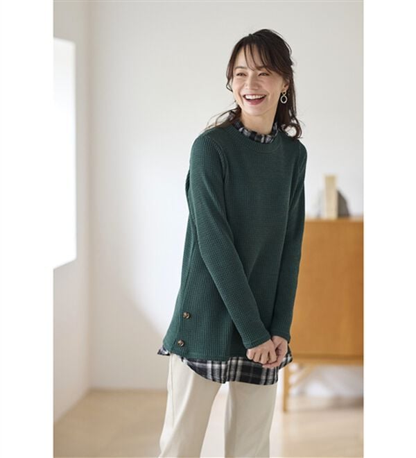 BELLUNA（ベルーナ）の「異素材重ね着風チュニック（チュニック）」｜詳細画像