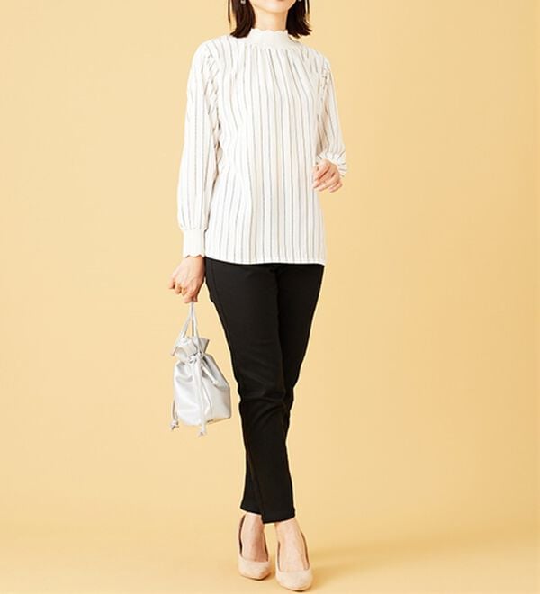 BELLUNA（ベルーナ）の「衿＆袖ニット使い美人顔ブラウス（ブラウス）」｜詳細画像