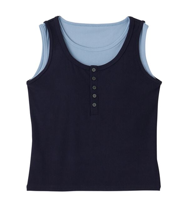 RANAN（ラナン）の「カップ付きレイヤードヘンリーネックタンクトップ（カットソー）」｜詳細画像