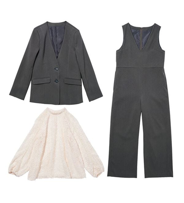 GeeRA（ジーラ）の「ジャケット＆ブラウス＆オールインワン3点セットスーツ（その他スーツ）」｜詳細画像