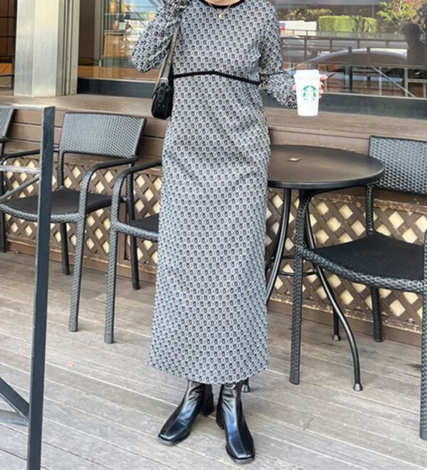 フラワージャカードパイピングワンピース - ベルーナ【公式】