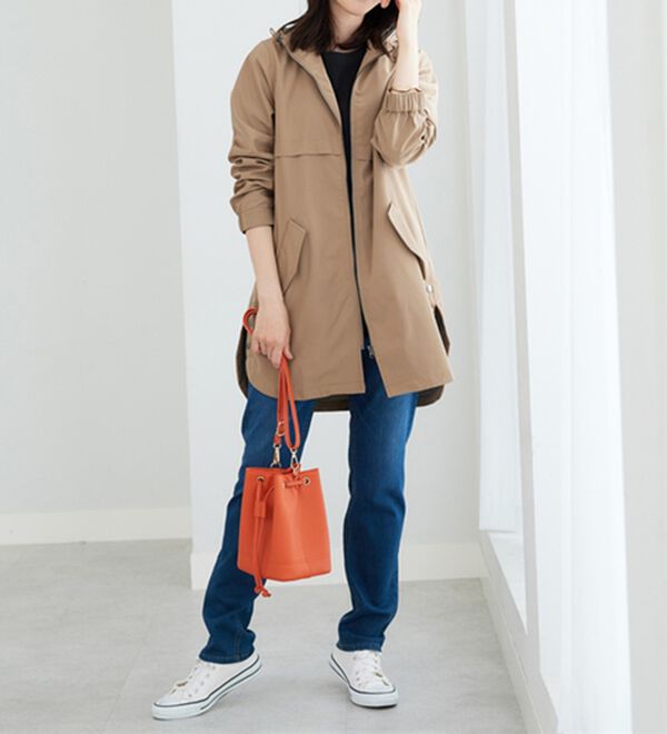 BELLUNA（ベルーナ）の「はっ水加工ボンディング素材ロング丈パーカー（ハーフコート）」｜詳細画像