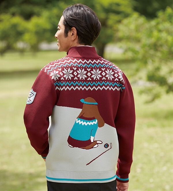 「＜ハッシュパピー・ゴルフ＞軽量ジャカードハーフジップセーター（メンズニット・セーター）」｜詳細画像