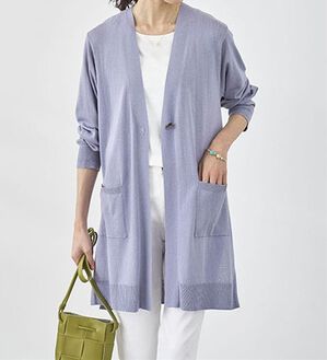 BELLUNA（ベルーナ）の「ヒンヤリ冷感！洗えるロング丈カーディガン（ニットカーディガン）」｜ラベンダー