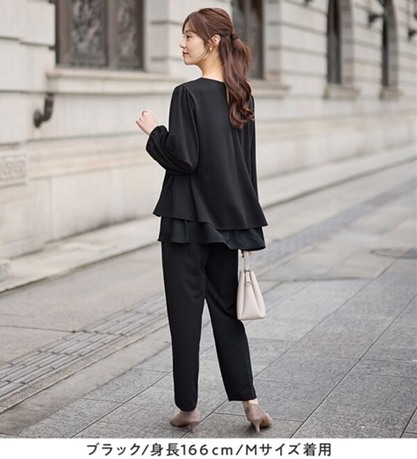 alotta（アロッタ）の「【２点セット】洗えるシフォンレイヤードセットアップ（ワンピースセットスーツ）」｜詳細画像