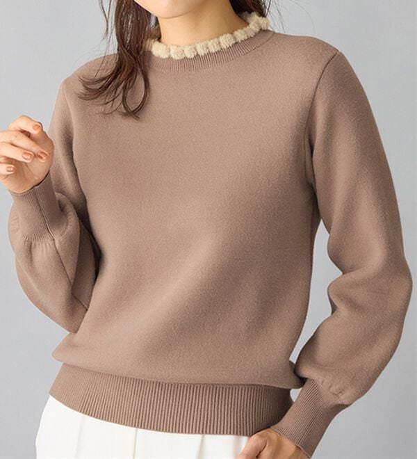 alotta（アロッタ）の「毛布のように温かい　裏シャギーパフ袖ニット（ニット・セーター）」｜詳細画像