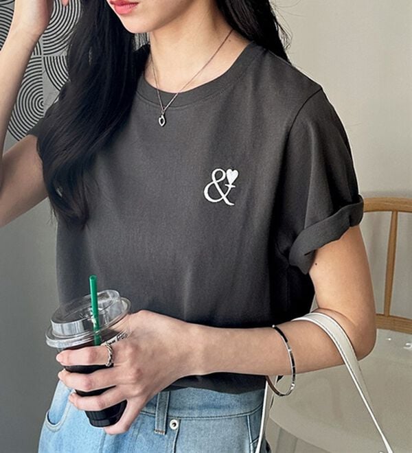 GeeRA（ジーラ）の「アンドハート刺しゅうＴシャツ（Tシャツ）」｜詳細画像