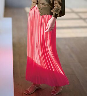 RANAN（ラナン）の「プリーツロングスカート（ロングスカート）」｜コーラルピンク