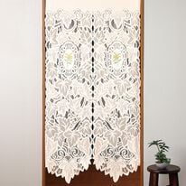 「ロング刺しゅうレースのれん（のれん・間仕切り・カフェカーテン）」