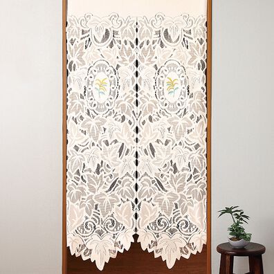 「ロング刺しゅうレースのれん（のれん・間仕切り・カフェカーテン）」