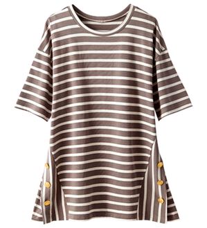 BELLUNA（ベルーナ）の「サイドボタンボーダー切替プルオーバー（カットソー）」｜詳細画像