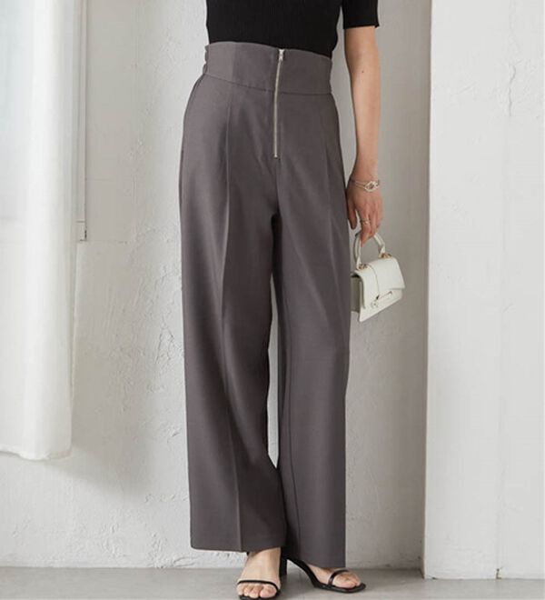 RANAN（ラナン）の「ハイウエストジップワイドパンツ（ワイドパンツ・ガウチョ）」｜詳細画像