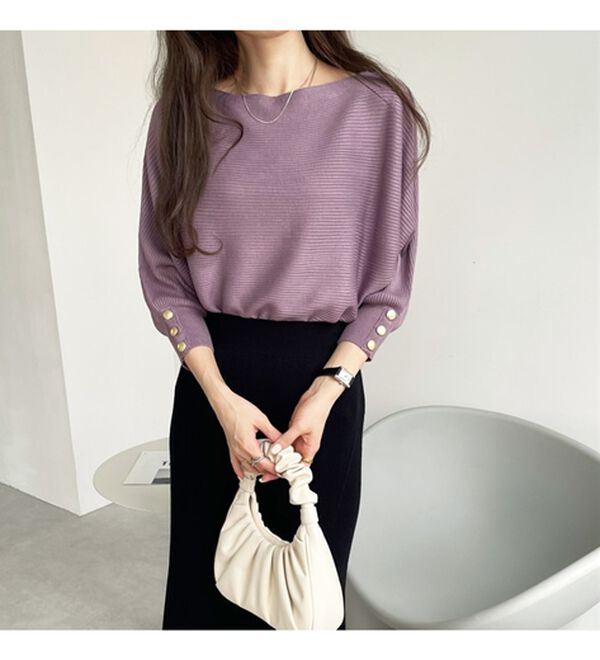 GeeRA（ジーラ）の「袖ボタン付ドルマンニットトップス（ニット・セーター）」｜詳細画像