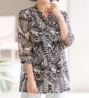 BELLUNA（ベルーナ）の「楊柳素材プリントオーバーブラウス（チュニック）」｜詳細画像