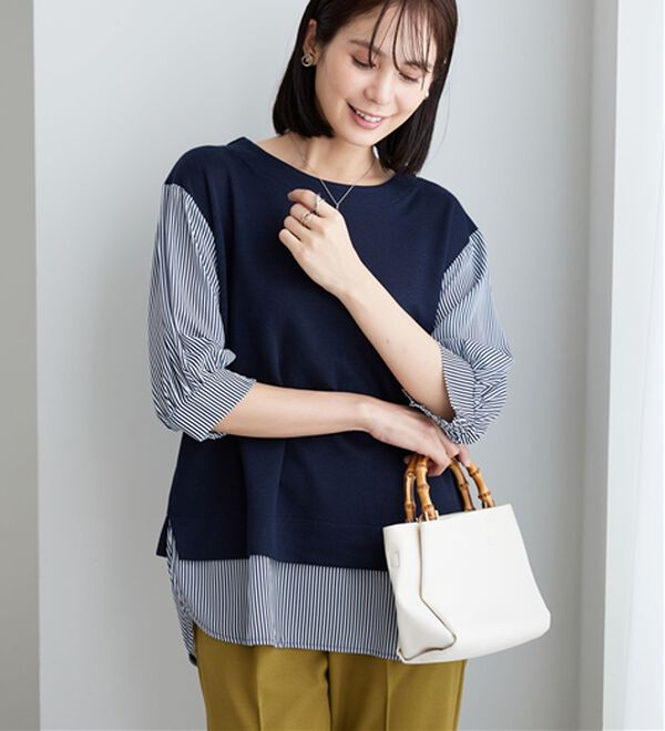 BELLUNA（ベルーナ）の「ラメ調素材シャツフェイクチュニック（チュニック）」｜詳細画像