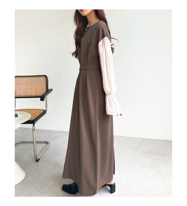 GeeRA（ジーラ）の「ブラウスレイヤード風ドッキングワンピース（カットソーワンピース）」｜詳細画像