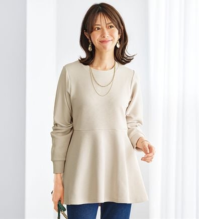 BELLUNA（ベルーナ）の「裏起毛ふくれジャカードペプラムチュニック（チュニック）」