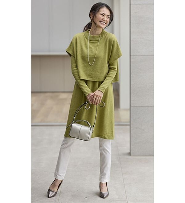 BELLUNA（ベルーナ）の「リブ使いベストデザインニットアンサンブル（チュニック）」｜詳細画像