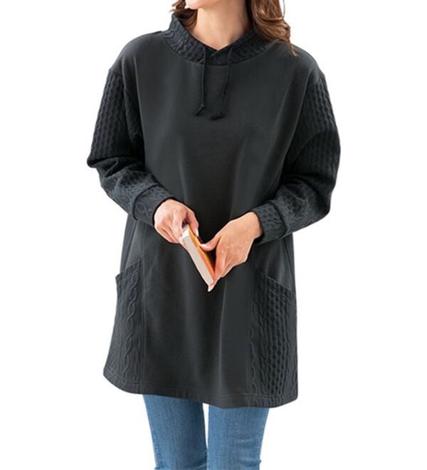 LAVIENNE（ラヴィエンヌ）の「【２枚組】ケーブル切替の裏起毛チュニック（チュニック）」｜詳細画像